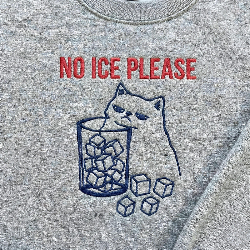 Embroidered No Ice Cat Teacher Sweatshirt
