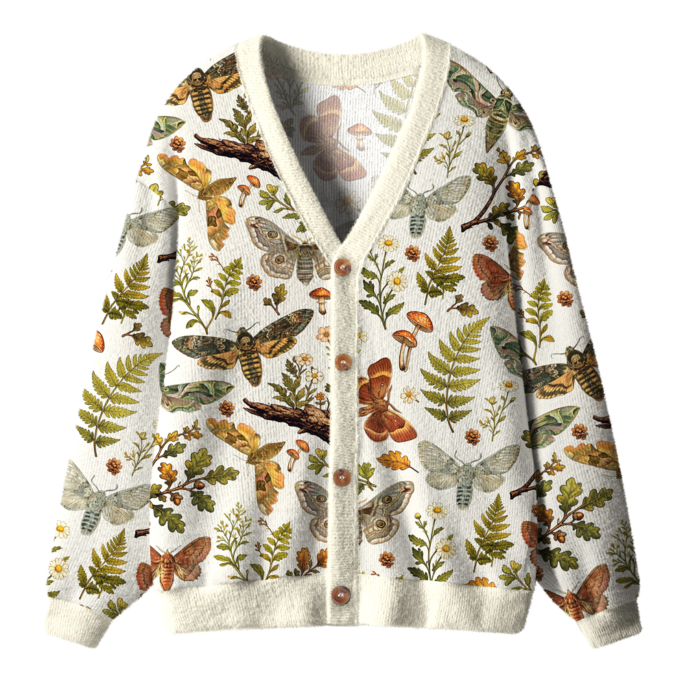 Woodland Moth Flora Teacher Ugly Cardigan Sweaters