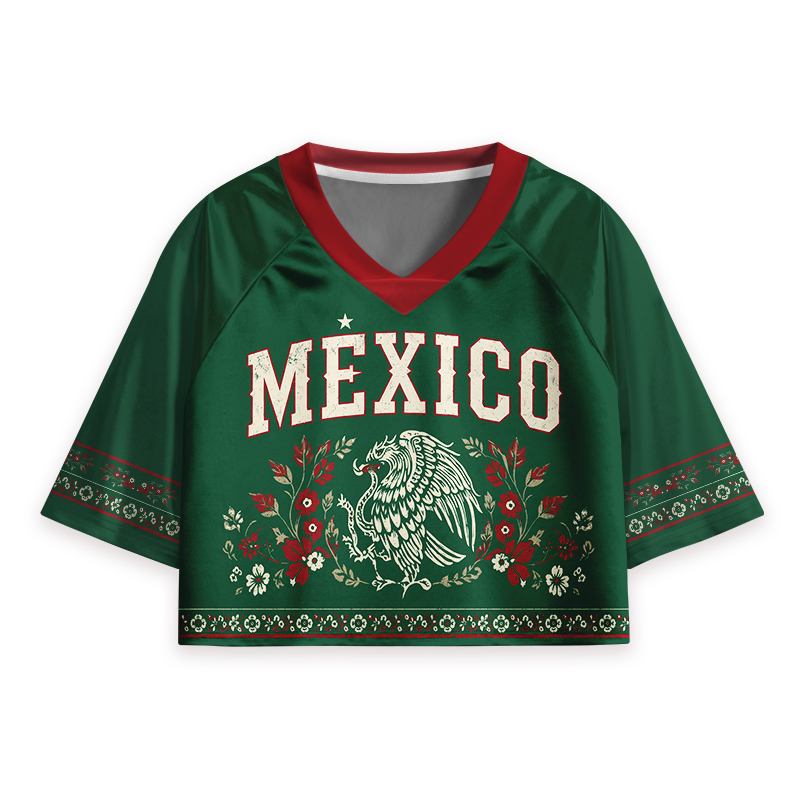 Personalized Mexico Inspired Game Day Teacher Crop Jersey