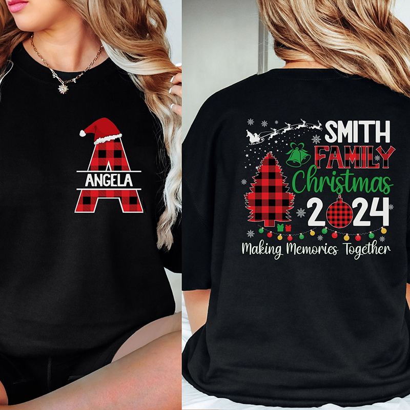 Personalized Name Family Or Grade Christmas Teacher Two Sided T-Shirt