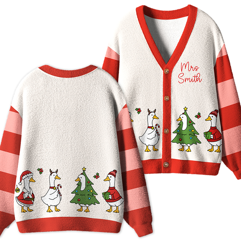 Christmas Cute Ducks Teacher Ugly Cardigan Sweaters