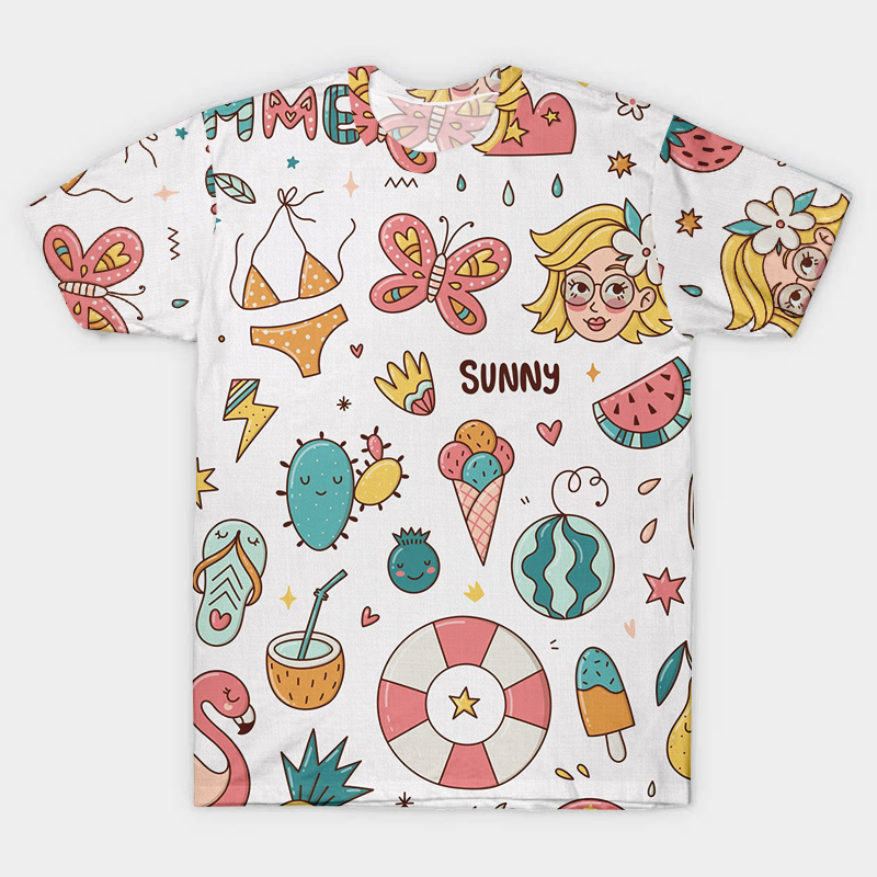 Hello Summer Hello Sunshine Teacher Printed T-Shirt