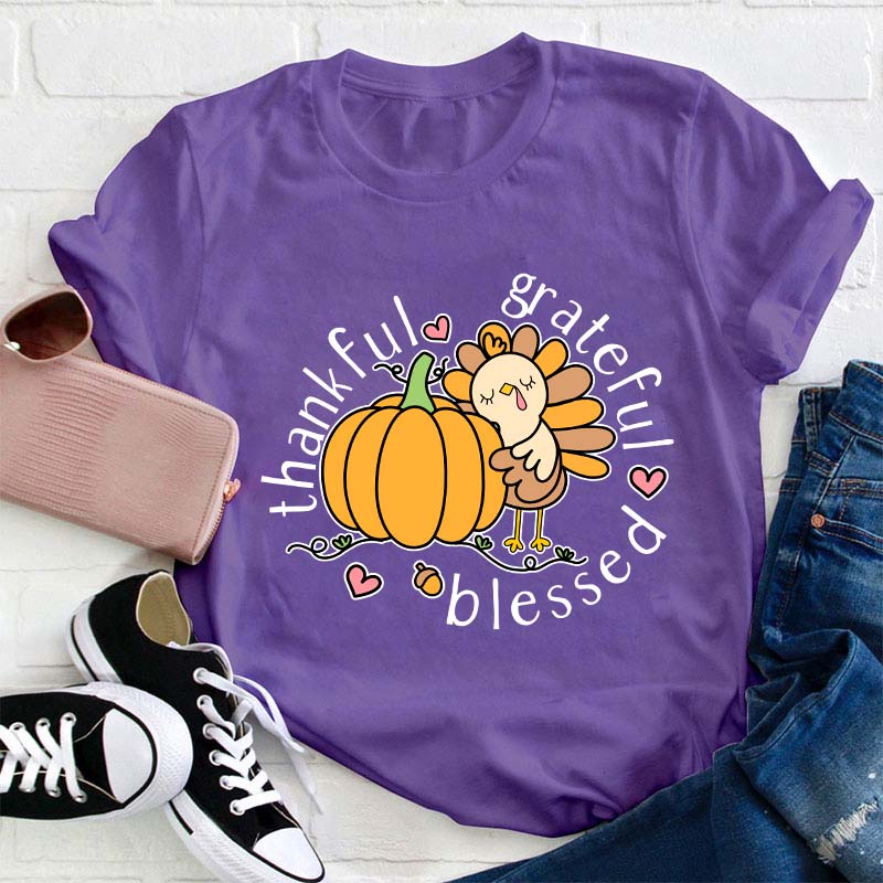 Thankful Grateful Blessed Teacher T-Shirt