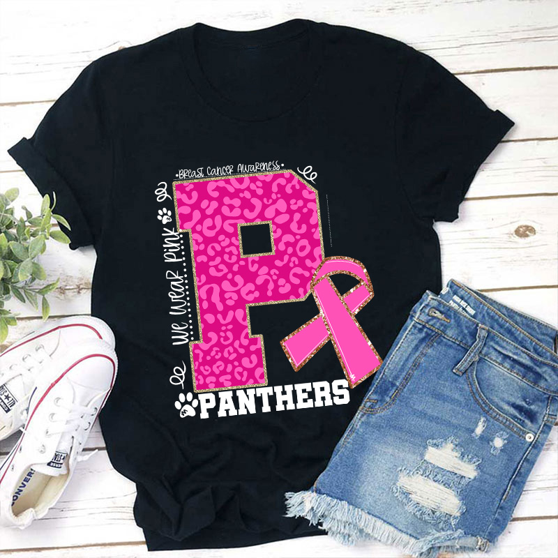 Personalized We Wear Pink Breast Cancer Teacher T-Shirt