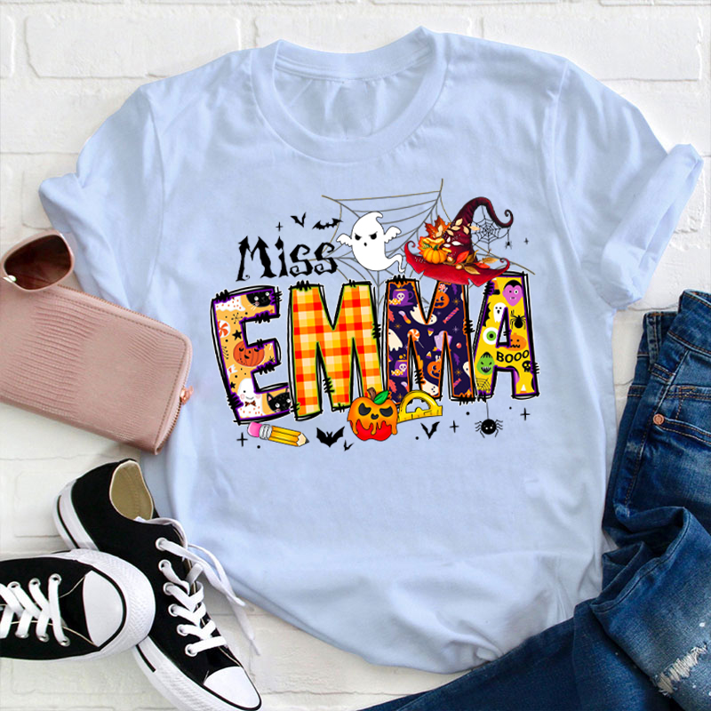 Personalized Name Happy Halloween Teacher T-Shirt