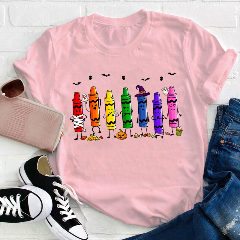 Mood Crayons Halloween Teacher T-Shirt