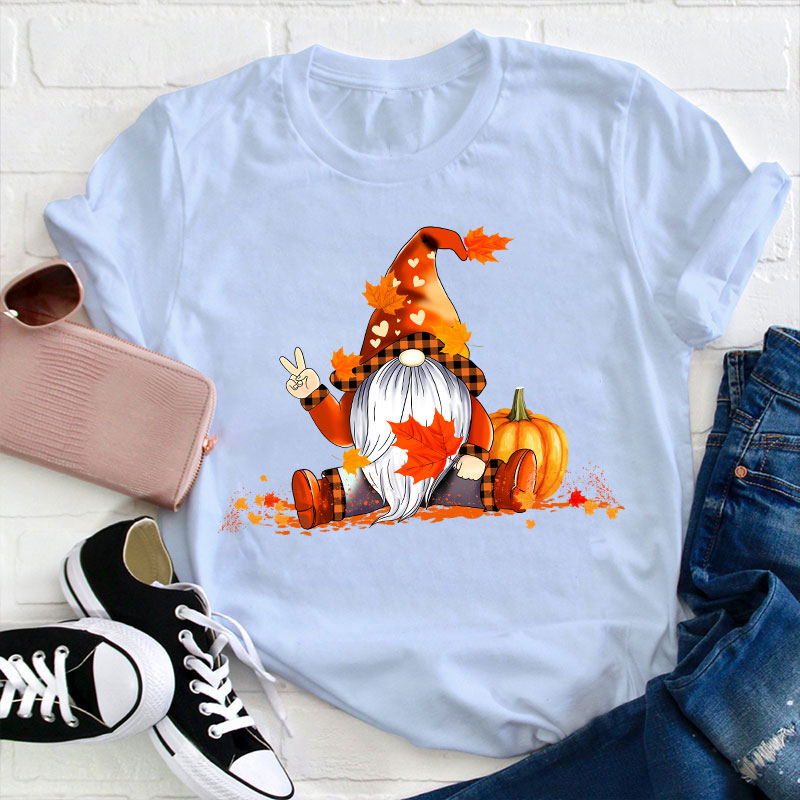 Autumn Gnome Teacher T-Shirt
