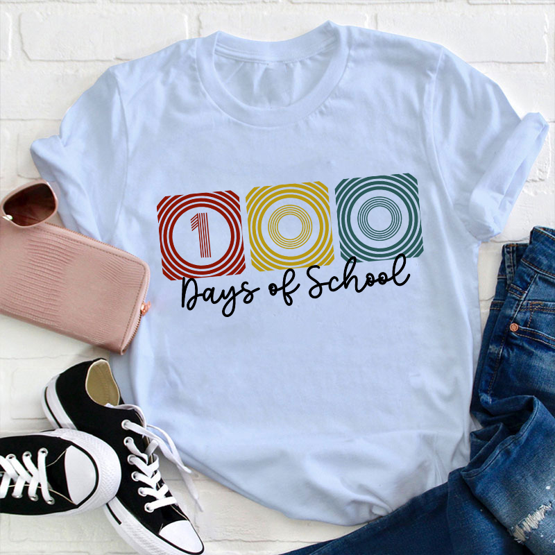 100 Days Of School Line Pattern Teacher T-Shirt