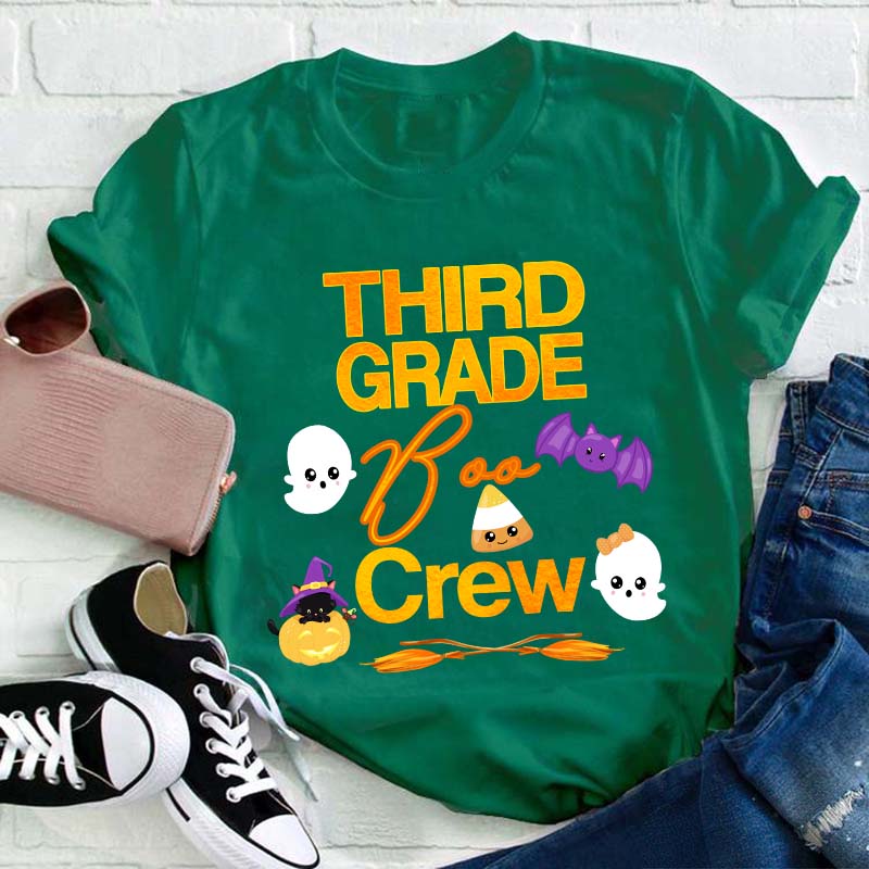 Personalized Grade Boo Crew Teacher T-Shirt