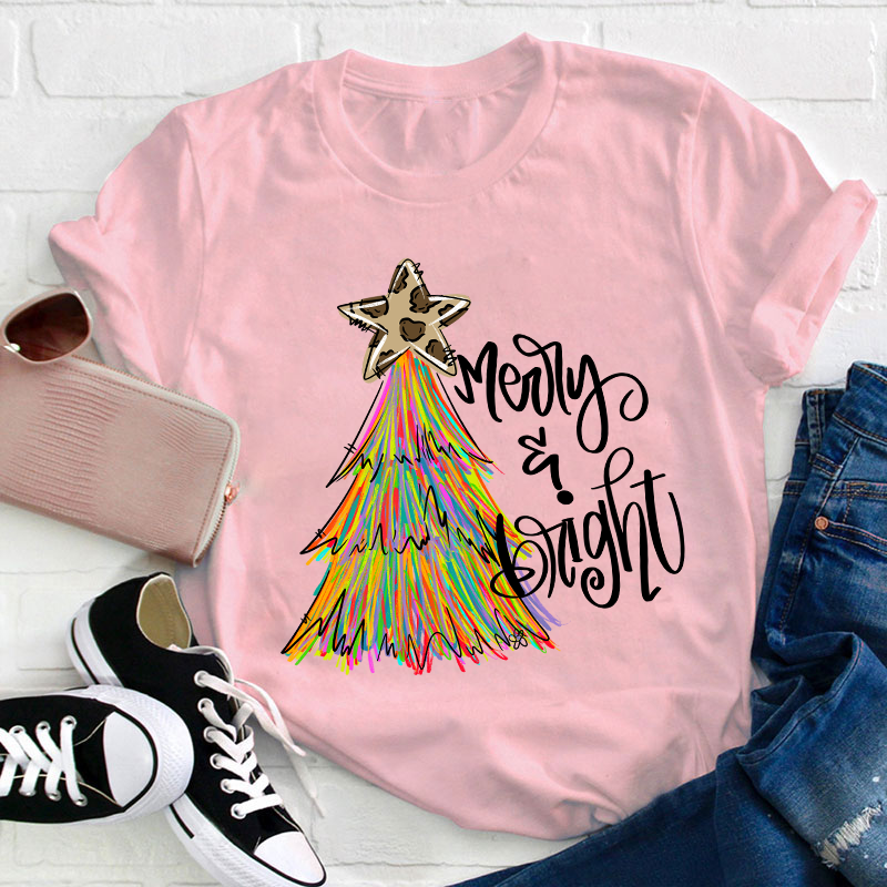 Merry And Bright Teacher T-Shirt