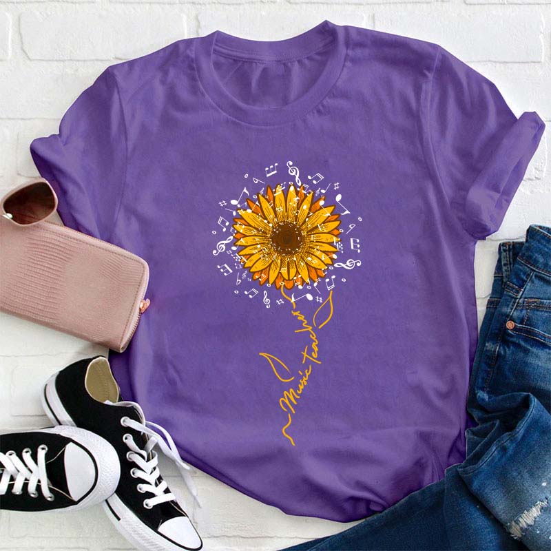 Music Teacher Sunflower Teacher T-Shirt