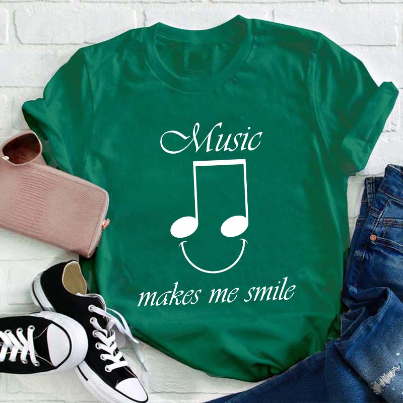 Music Makes Me Smile Teacher T-Shirt