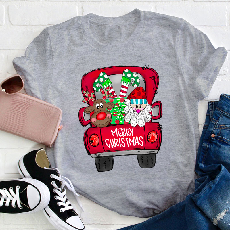Merry Christmas Truck Teacher T-Shirt