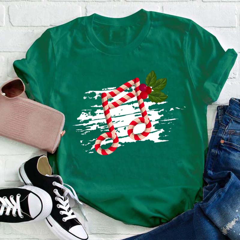 Christmas Music Note Teacher T-Shirt