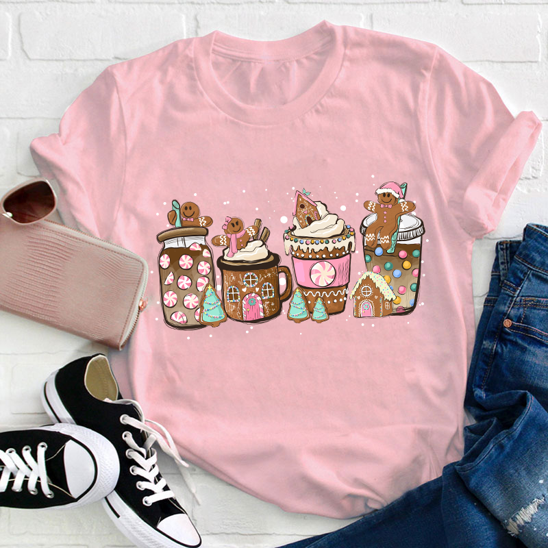 Gingerbread Christmas Coffee Christmas Teacher T-Shirt