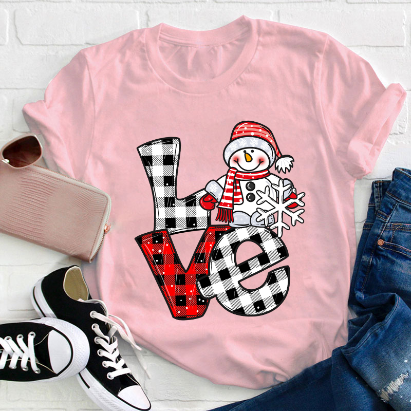 Love Cute Snowman Teacher T-Shirt