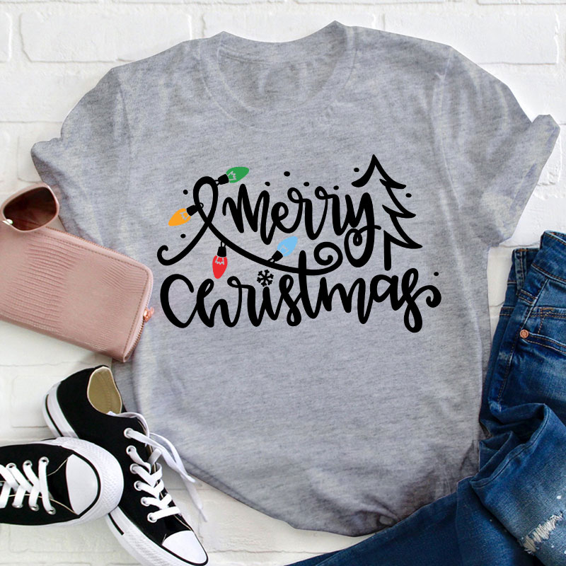Merry Christmas Lights Teacher T-Shirt