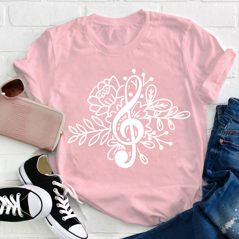 Music Note Flower Teacher T-Shirt Sale-Teachersgram