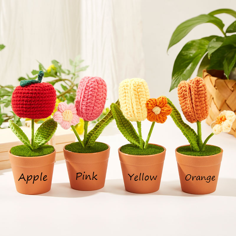 Personalized Handmade Crochet Tulip Bouquet Teacher Ornaments