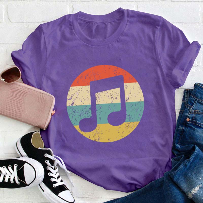 Retro Musical Notes Teacher T-Shirt