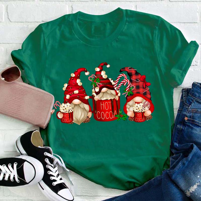 Hot Cocoa Gnomes Christmas Teacher T-Shirt