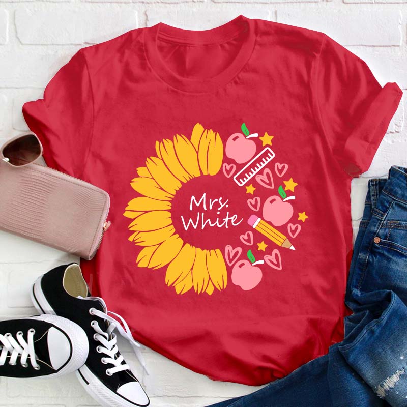 Personalized Sunflower Teacher Life Teacher T-Shirt