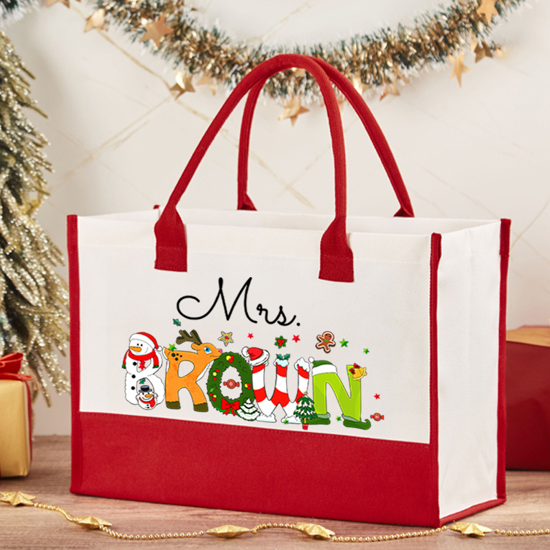 Personalized Christmas Style Cotton Tote Bag Sale-Teachersgram