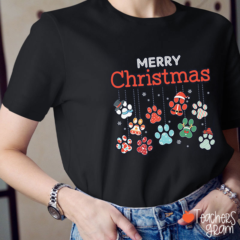 Merry Christmas Paw Teacher T-Shirt