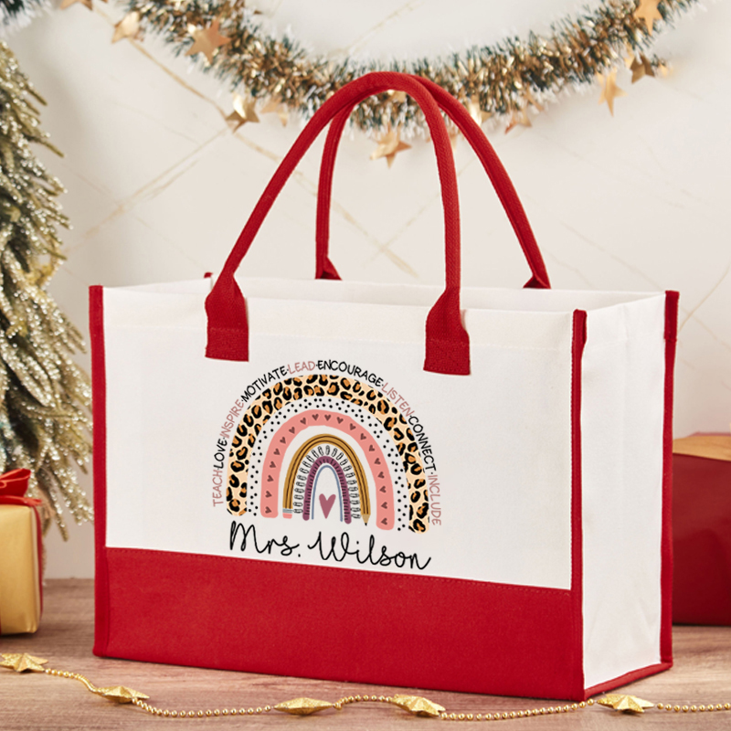 Personalized Name Teach Inspire Lead Teacher Cotton Tote Bag