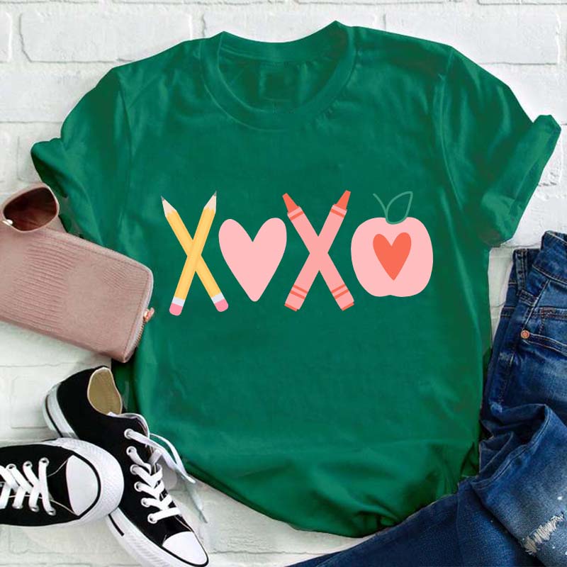 Pencil Crayon Apple Teacher T-Shirt