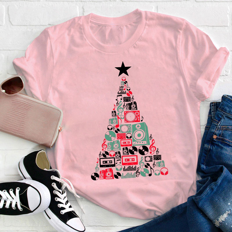 Music CD Tree Christmas Teacher T-Shirt
