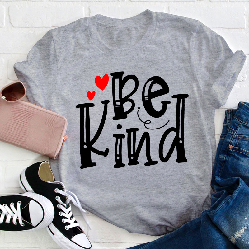 Be Kind Red Heart Teacher T-Shirt