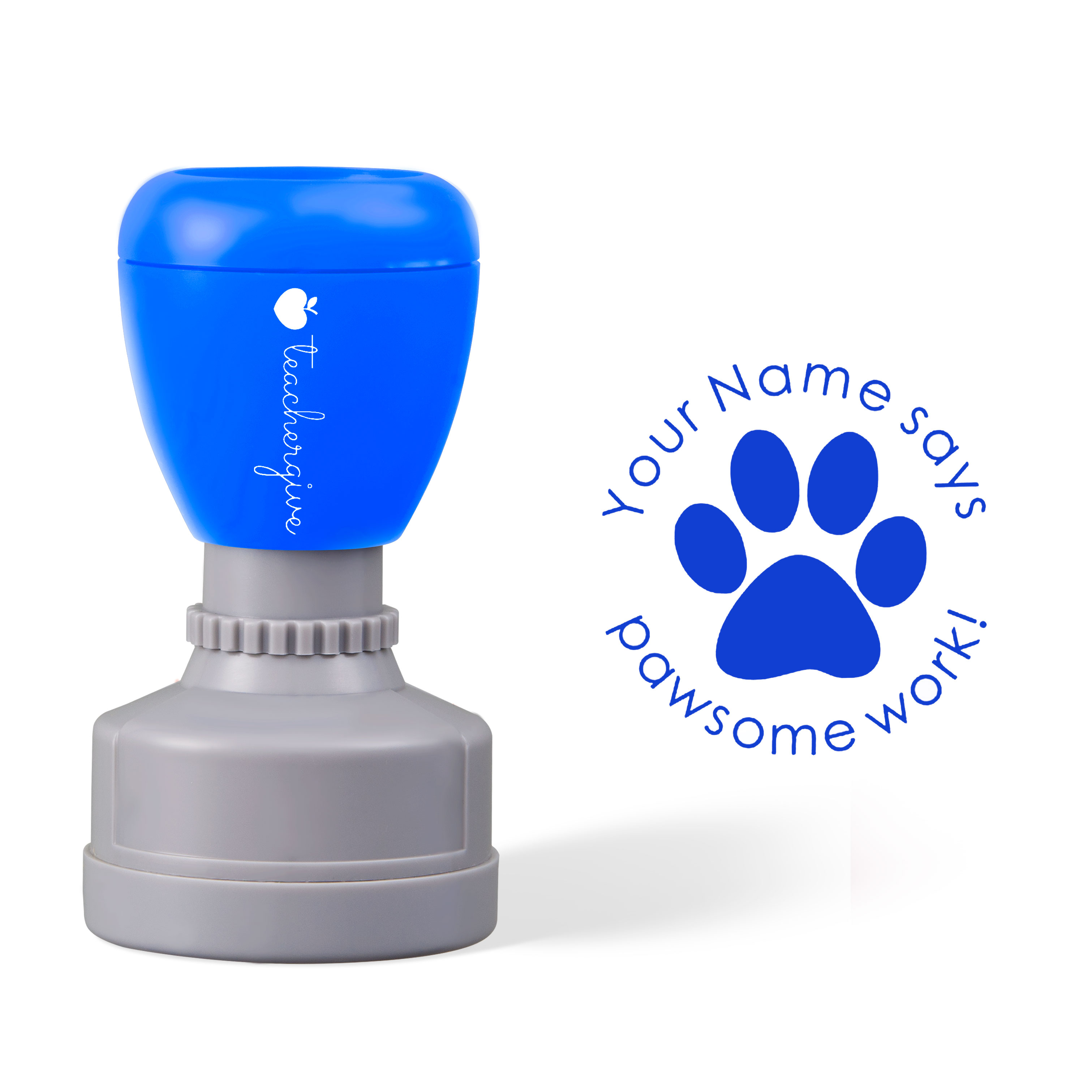 Personalized Pawsome Work Teacher Stamp
