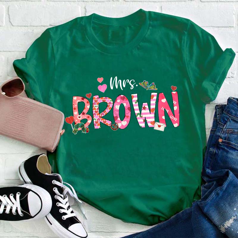 Personalized You Makes My Heart Flutter Butterfly Teacher T-Shirt