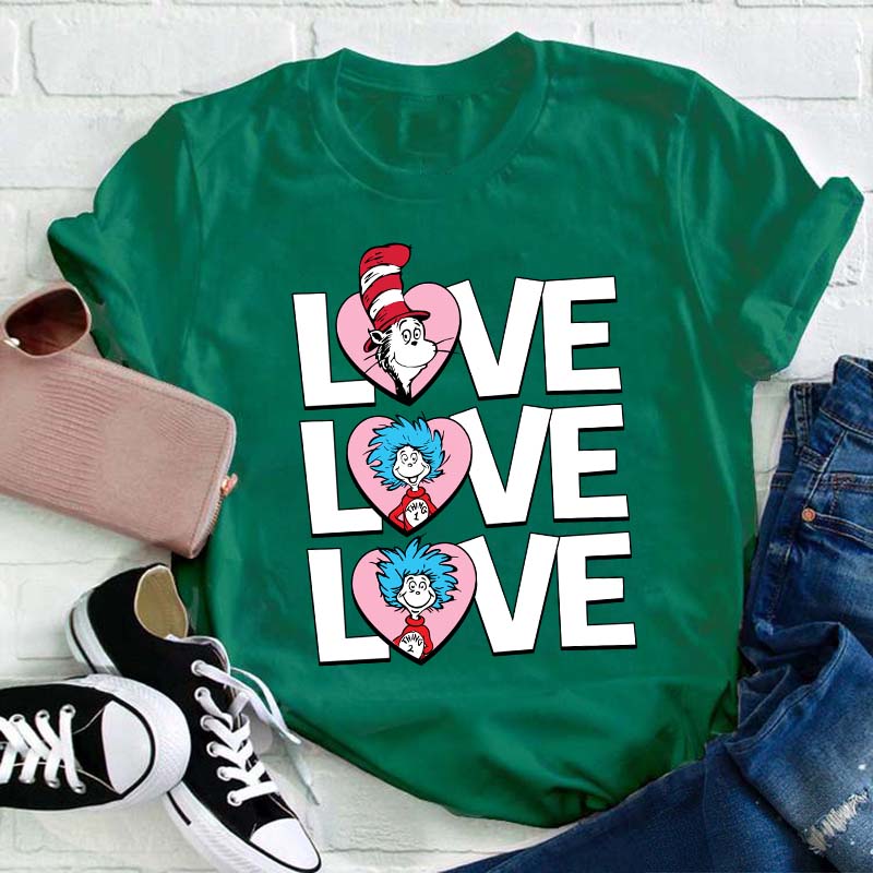 Valentine's Day With Cat And Things Teacher T-Shirt