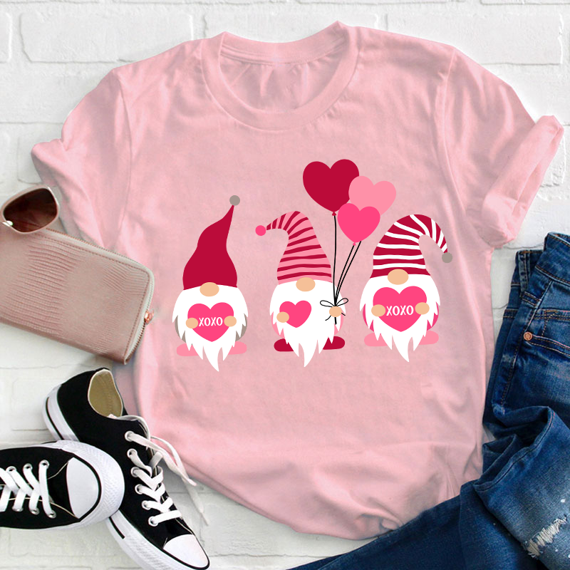 Gnome Valentine XOXO Teacher T-Shirt Sale-Teachersgram