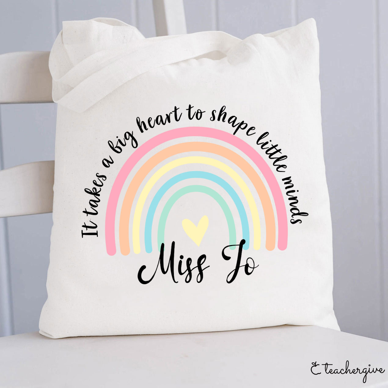 Personalized It Take A Big Heart To Shape Little Minds Teacher Tote Bag