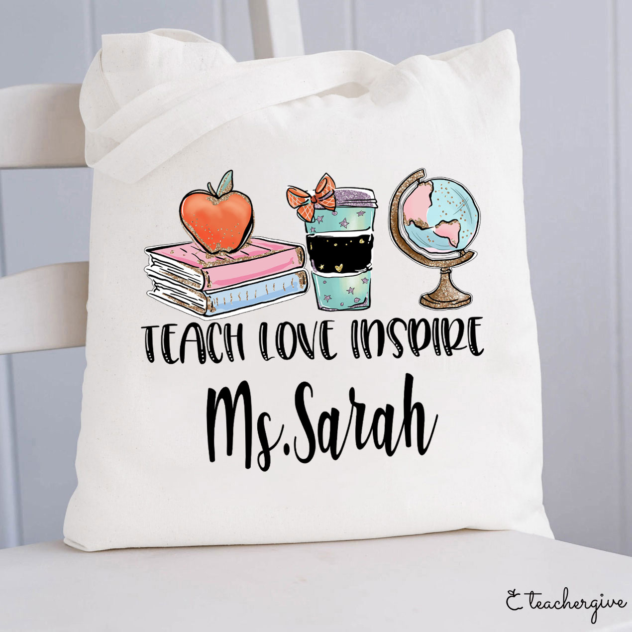 Personalized Teach Love Inspire Teacher Tote Bag