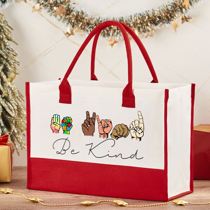 Sign Language Diversed Be Kind Teacher Cotton Tote Bag