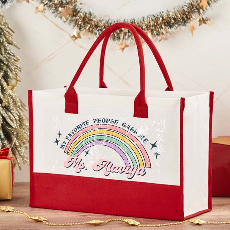 Personalized Name My Favorite People Call Me Teacher Cotton Tote Bag