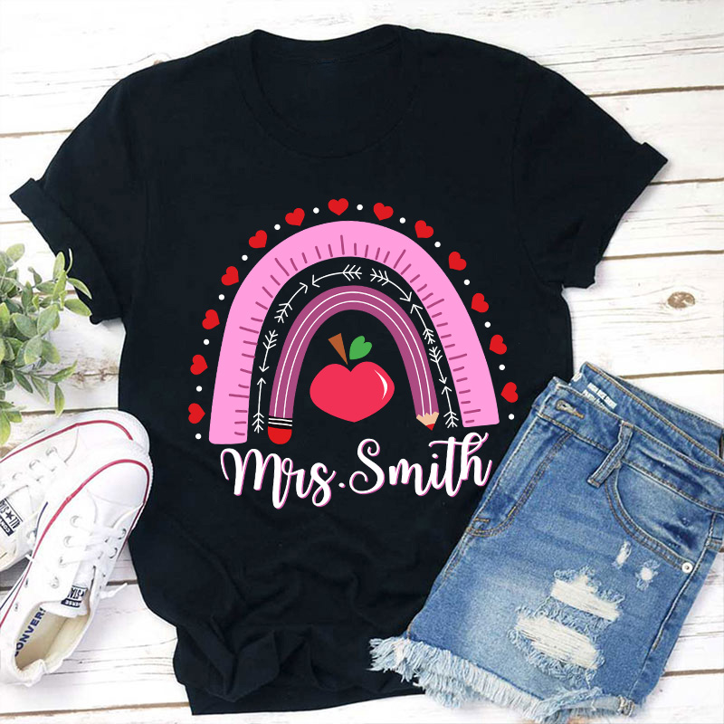 Personalized Name Valentines Teacher Day Teacher T-Shirt