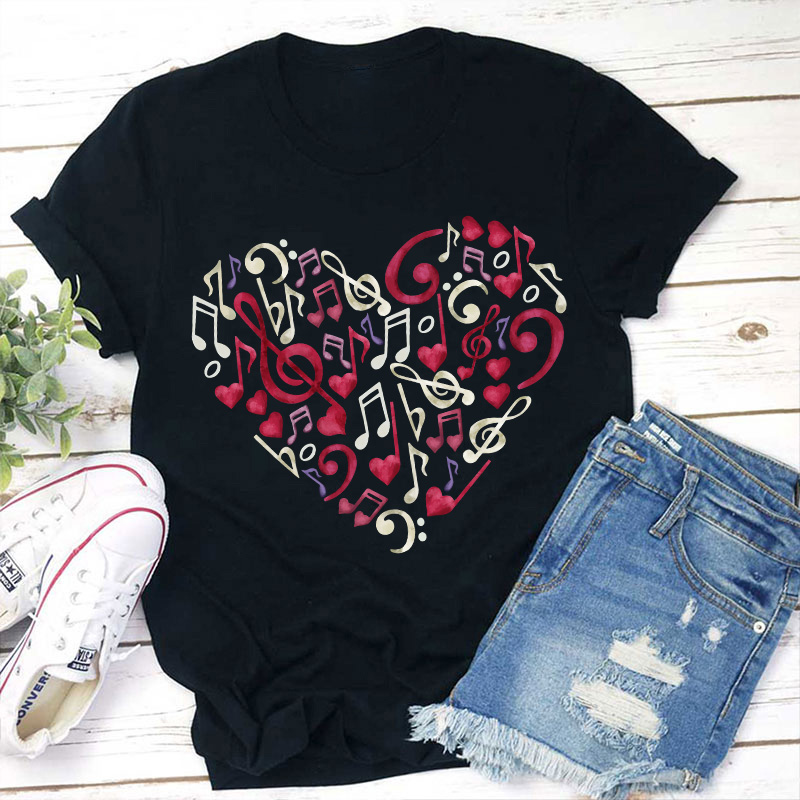 Musical Note Heart Teacher T-Shirt