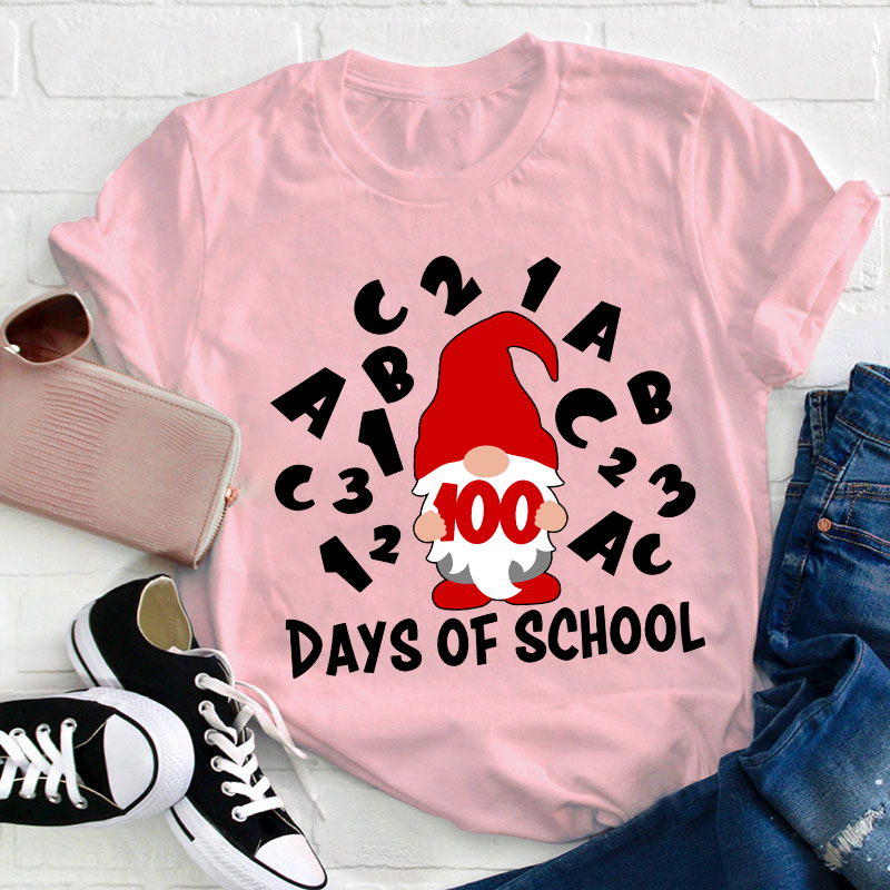 100 Days Of School Gnome Teacher T-Shirt
