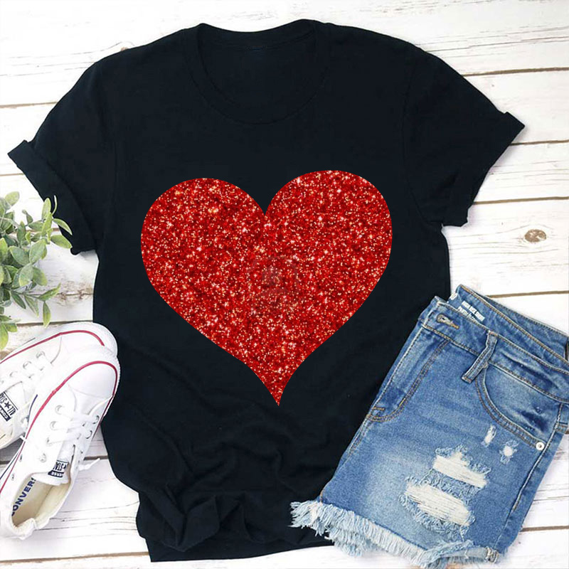 Glitter Heart Teacher T-Shirt