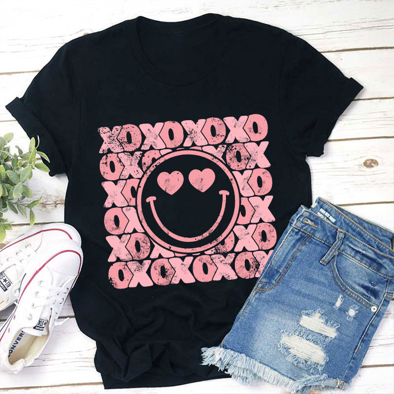 XOXO Smiling Face Teacher T-Shirt Sale-Teachersgram