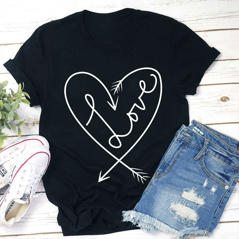 Love Heart Valentines Teacher T-Shirt