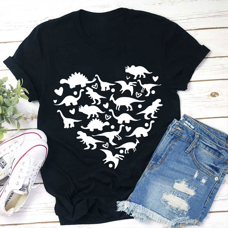 Dinosaur Heart Teacher T-Shirt