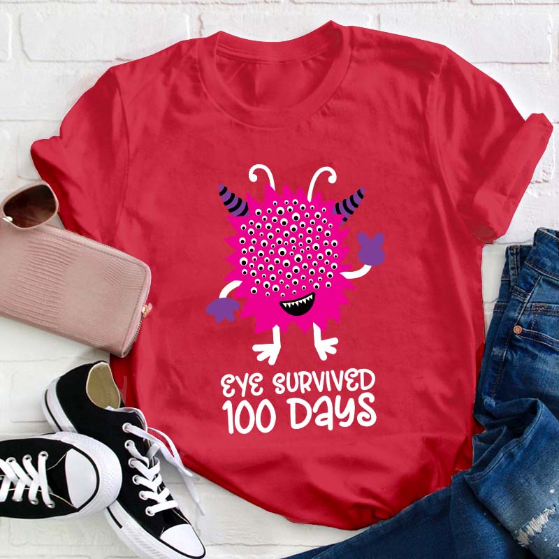 Eye Survived 100 Days Teacher T-Shirt