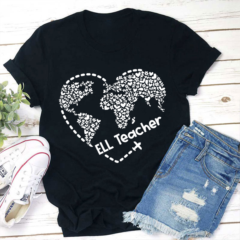 Ell Cute Heart Shape Teacher T-Shirt Sale-Teachersgram