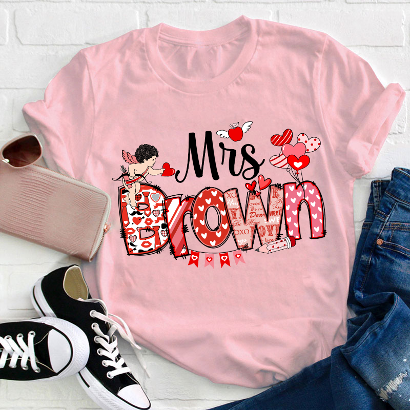 Personalized Valentine Cute Teacher T-Shirt